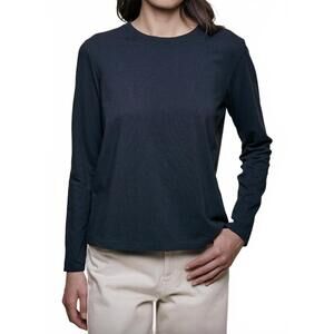 NEW MERZ B. SCHWANEN soft pima cotton long sleeve top in deep black